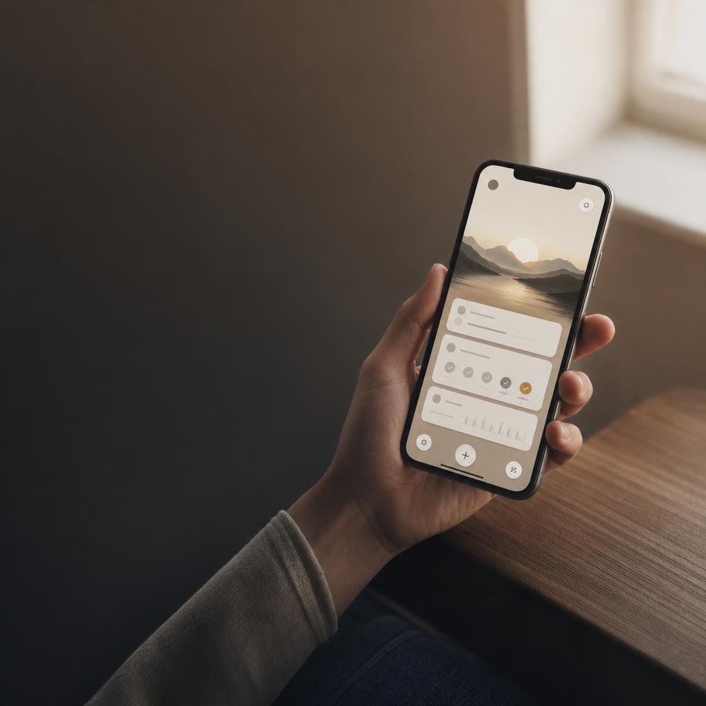 App tracking view with progress on a phone screen